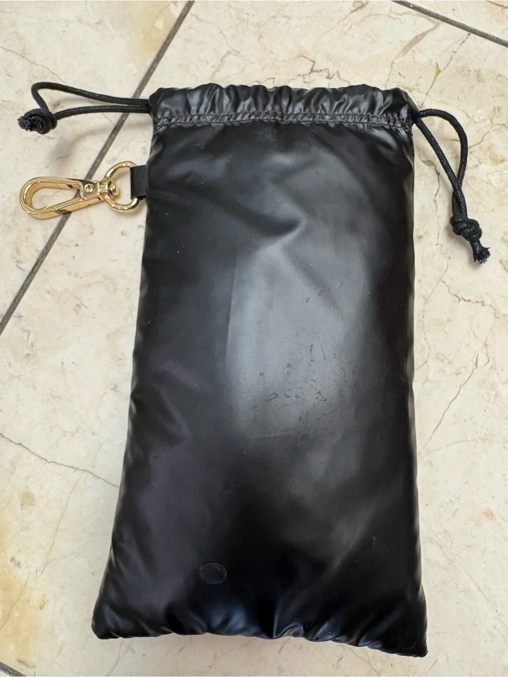 Fendi Black Drawstring Pouch with Pink Logo and Gold Hook